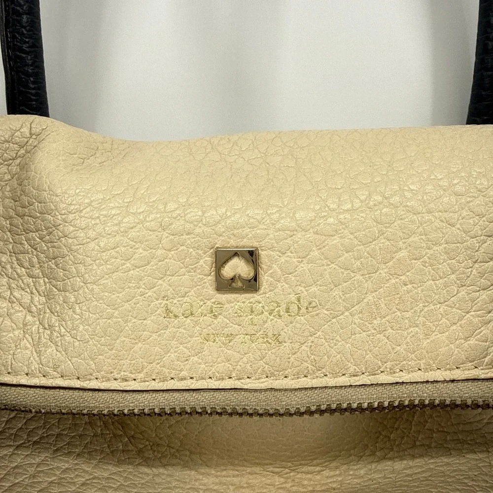 Kate Spade‎ Cobble Hill Small Adrien Leather Satchel Beige Navy Blue Crossbody
